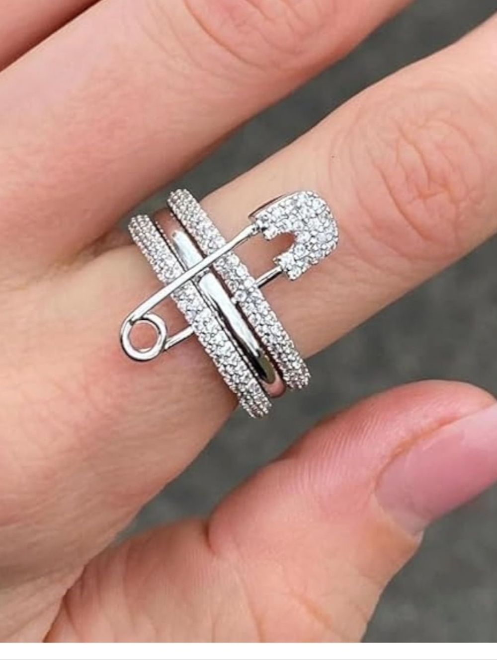Silver Triple-Band Cubic Zirconia Ring - Silver